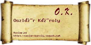Oszlár Károly névjegykártya